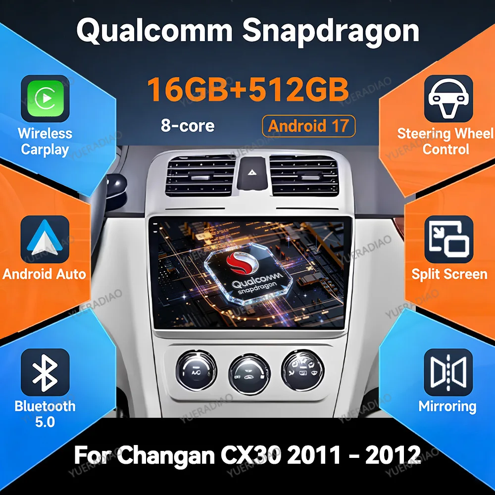 Android 17 Car Radio For Changan CX30 2010 - 2012 GPS NAVI 4G WIFI Multimedia Video Player Qualcomm QLED 2DIN Head Unit BT LTE