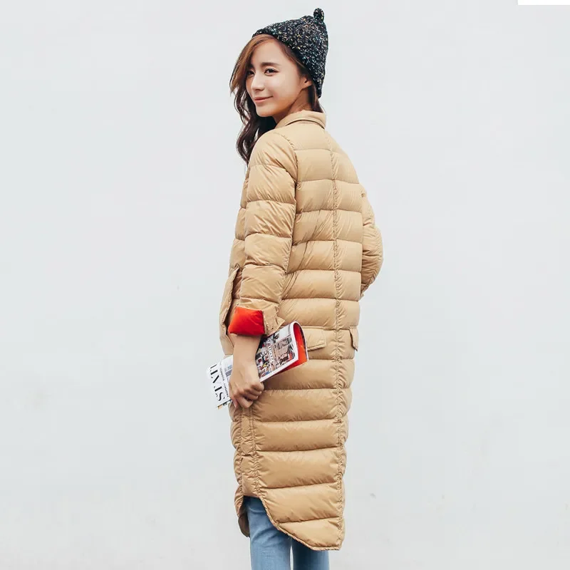 2022 Autumn Winter Women Ultra Light White Duck Down Jacket Slim Thin Down Coat Parka Female Long Warm Puffer Coat Outerwears