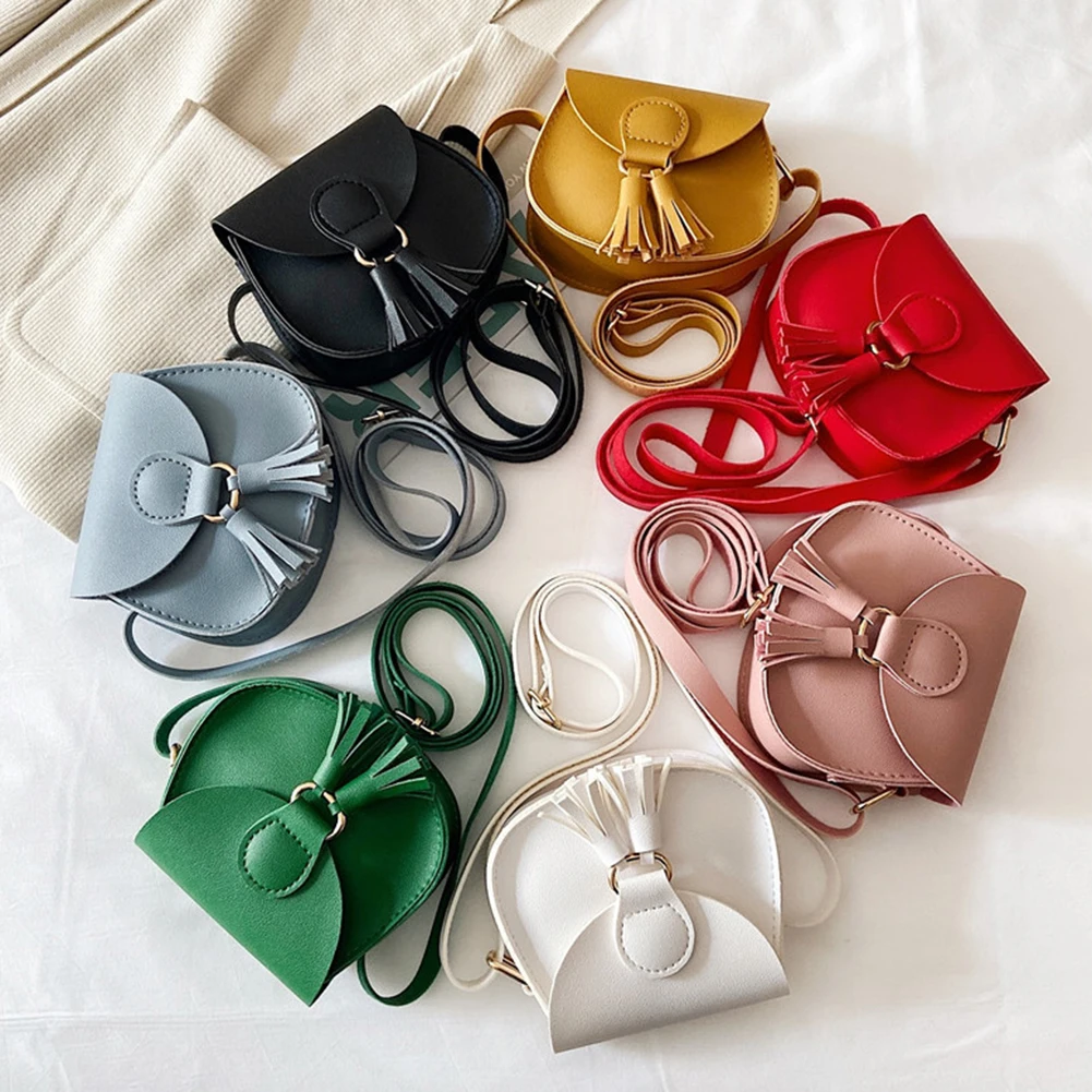 New Cute Children Shoulder Bag Mini Size PU Leather Kids Coin Purse Tassels Adjustable Princess Messenger Bag Princess Theme