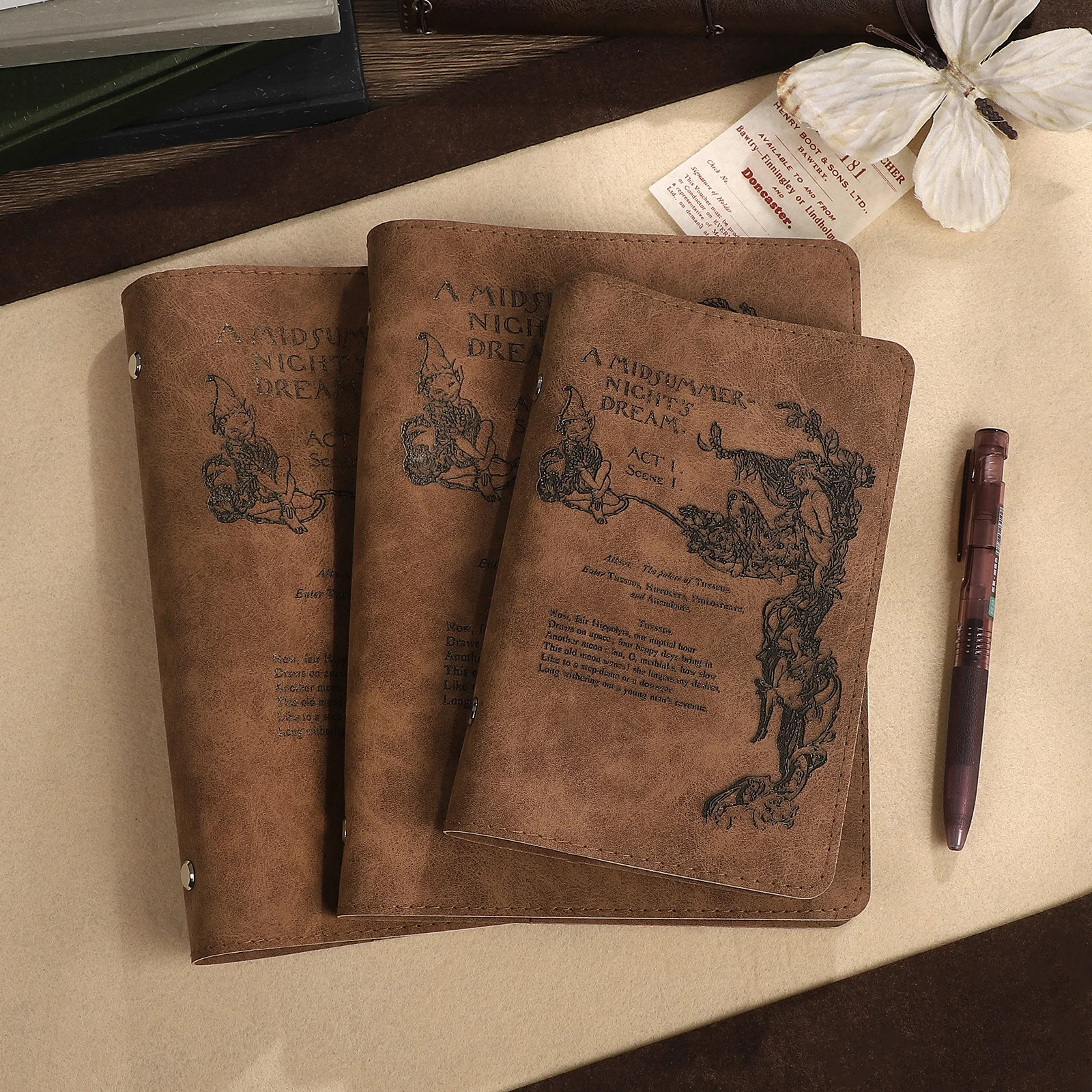 

A5/A6 Vintage Relief Suede Cover Landscape Loose-leaf Notebook Creative DIY Journal Material Collage Student Supplies Stationery