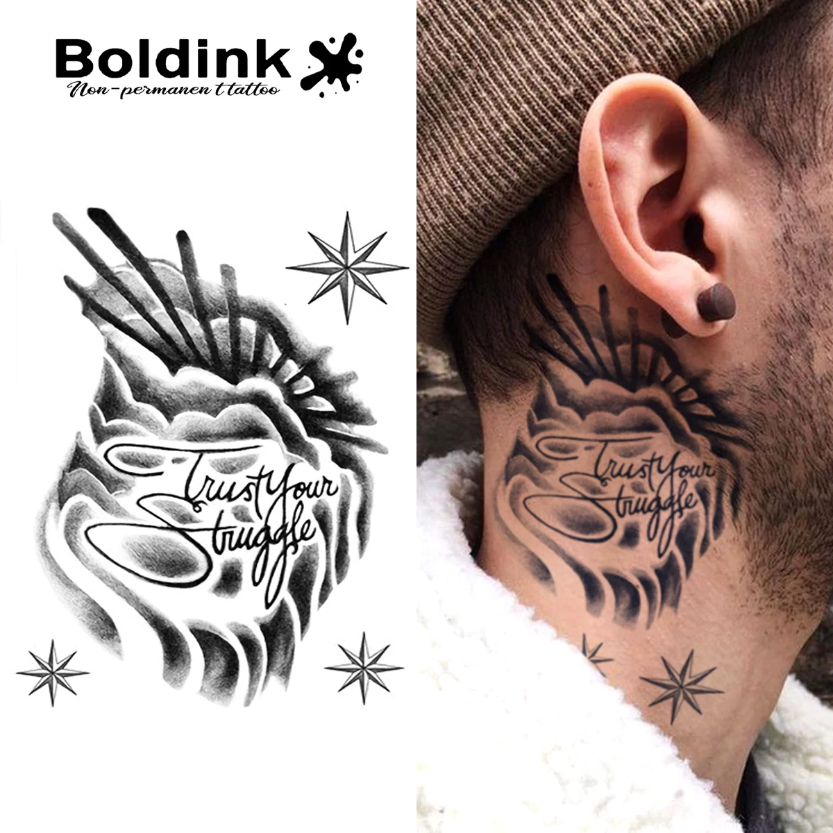 

Believe in the Power of Struggle Temporary Tattoo,Lasts To 15 Days New Technology Magic Waterproof Semi Permanent Sticker.