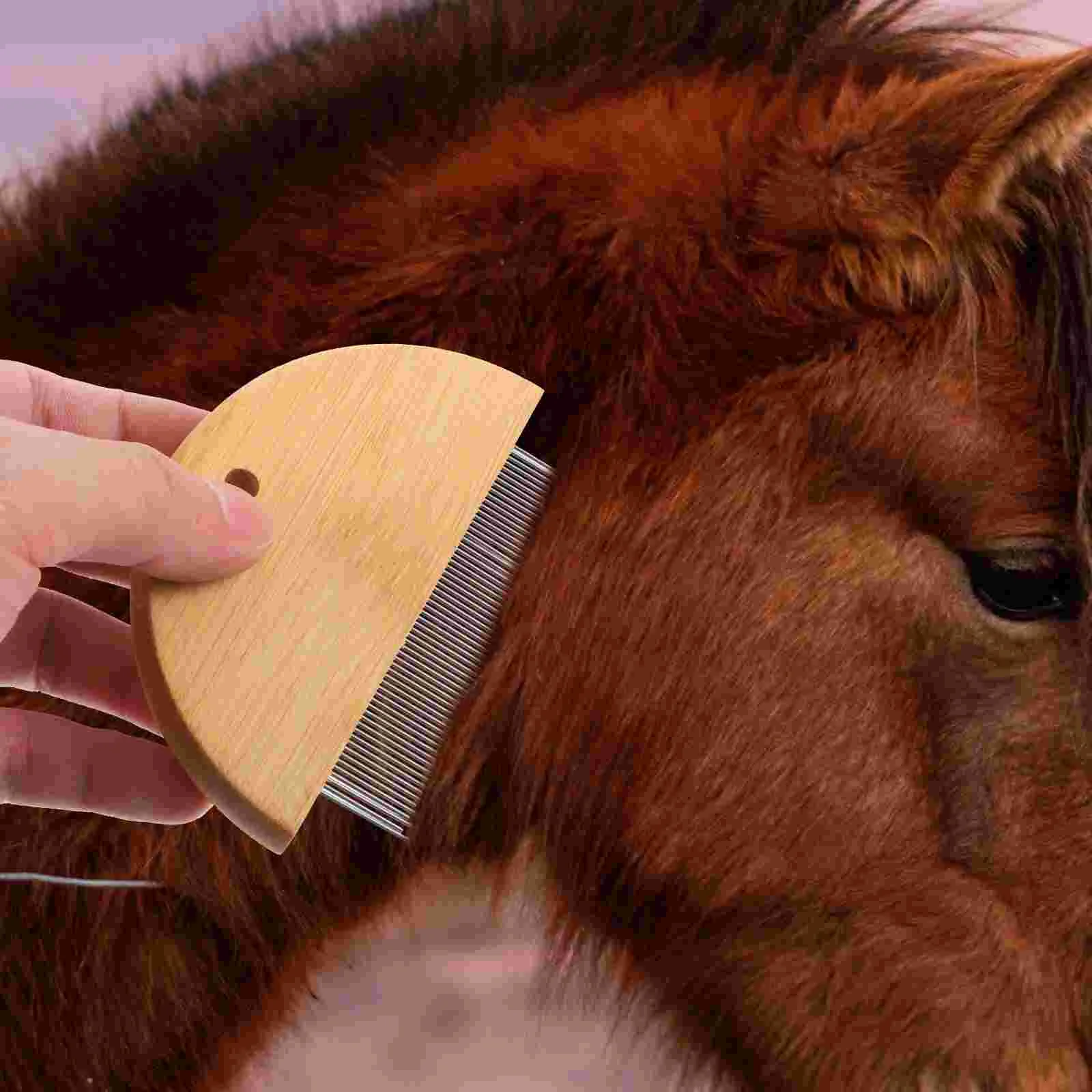 Wooden Horse Brush Grooming Tool Cleaning Tools Shedding Face Spatula Dog Hair Removing Hairbrush for Dogs Deshedding