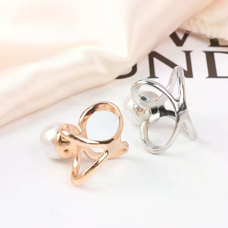 Fashion Scarves Buckle Women Brooches High-Grade Scarfs Buckles Stainless Steel Ring Scarf Clip Metal Brooch