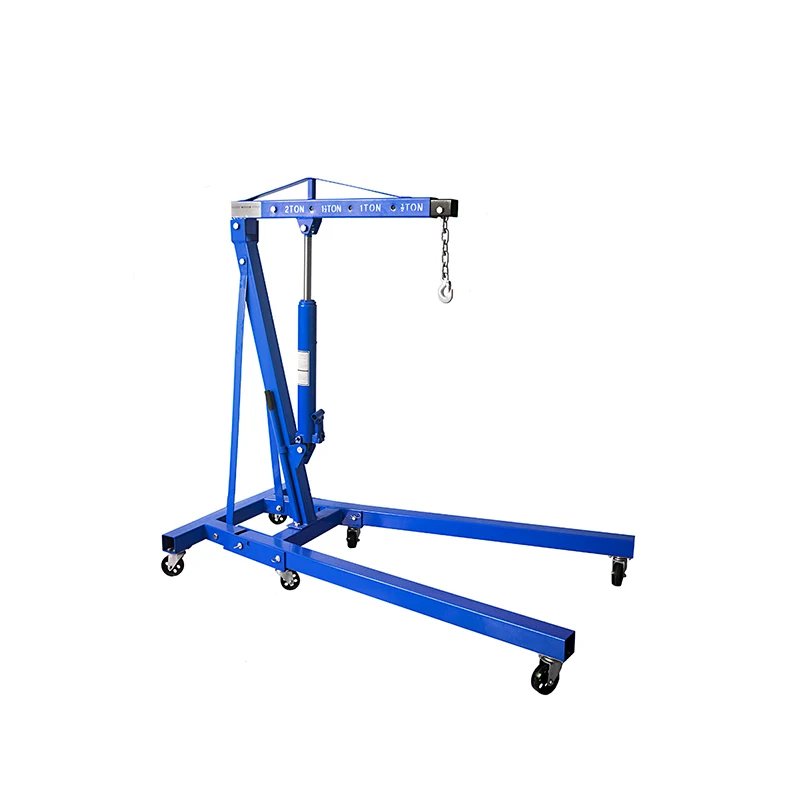 2 Tons Manual Hydraulic Folding Engine Crane Hoist Lift Stand Wheels 2000kg Garage workshop