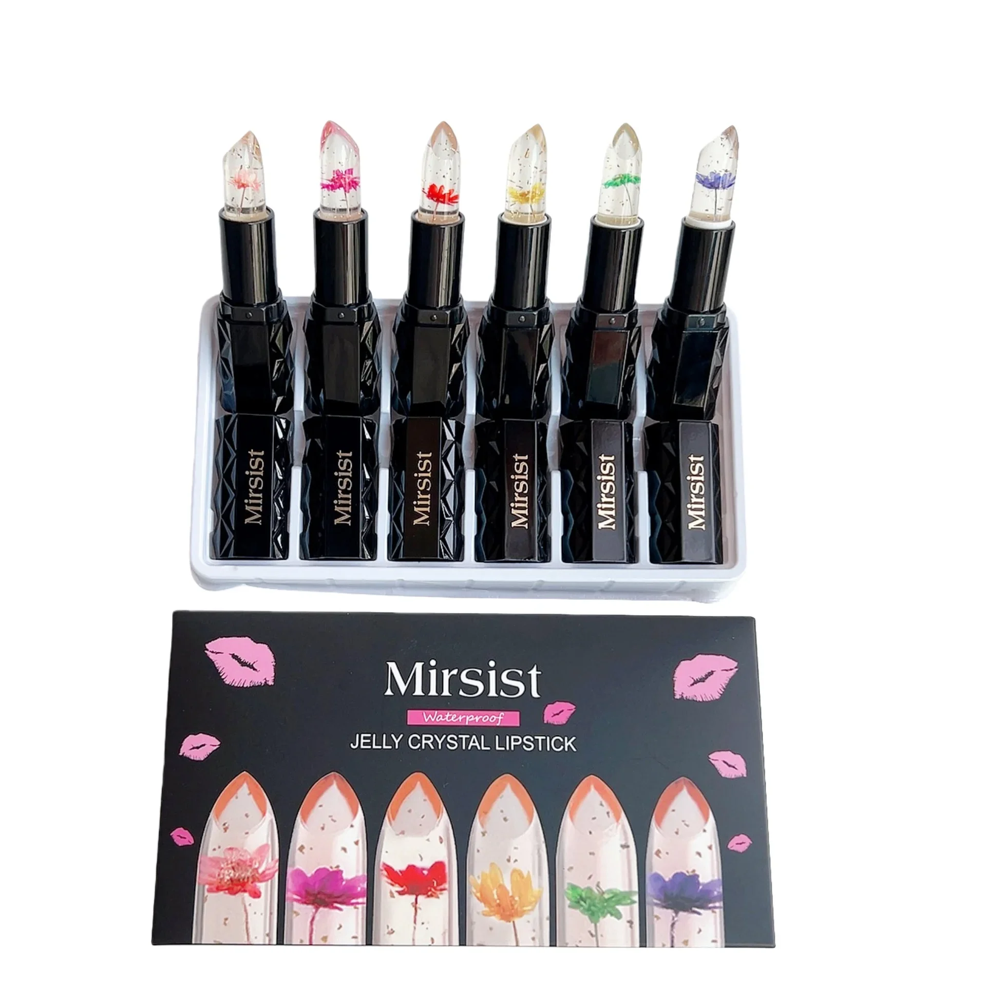 ลิปบาล์มเปลี่ยนสีตามอุณหภูมิ บำรุงริมฝีปาก ลดเลือนริ้วรอย ชุ่มชื้น ไม่ติดแก้ว ชุดลิปสติกคริสตัลเจลลี่ 6 ชิ้น