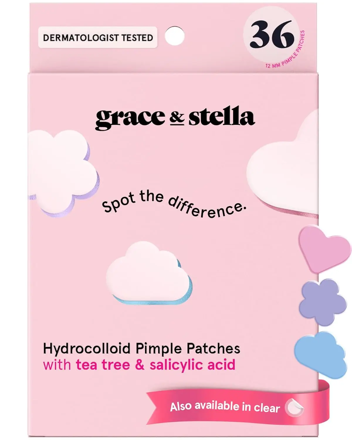 

Hydrocolloid Acne Patches - Pimple Stickers for Face - Absorbs Zits, Reduces Redness - Cute Multishape, 36 Count