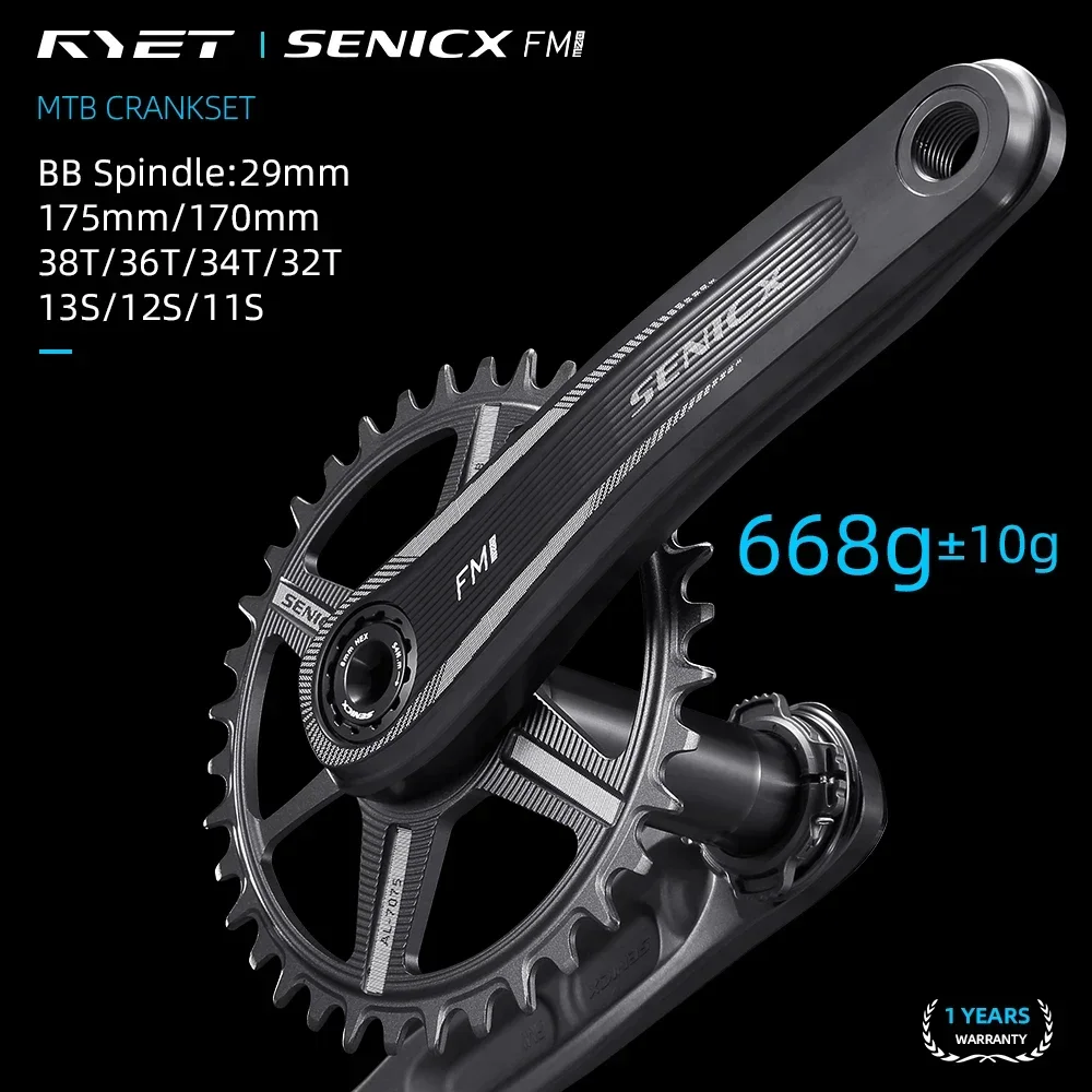 

2026 RYET MTB Cranksets DUB Bicycle Cranks 29mm Aluminum Spindle 170/175MM 3mm Chainring 32T 34T 36T 38T Cycling Bike Parts