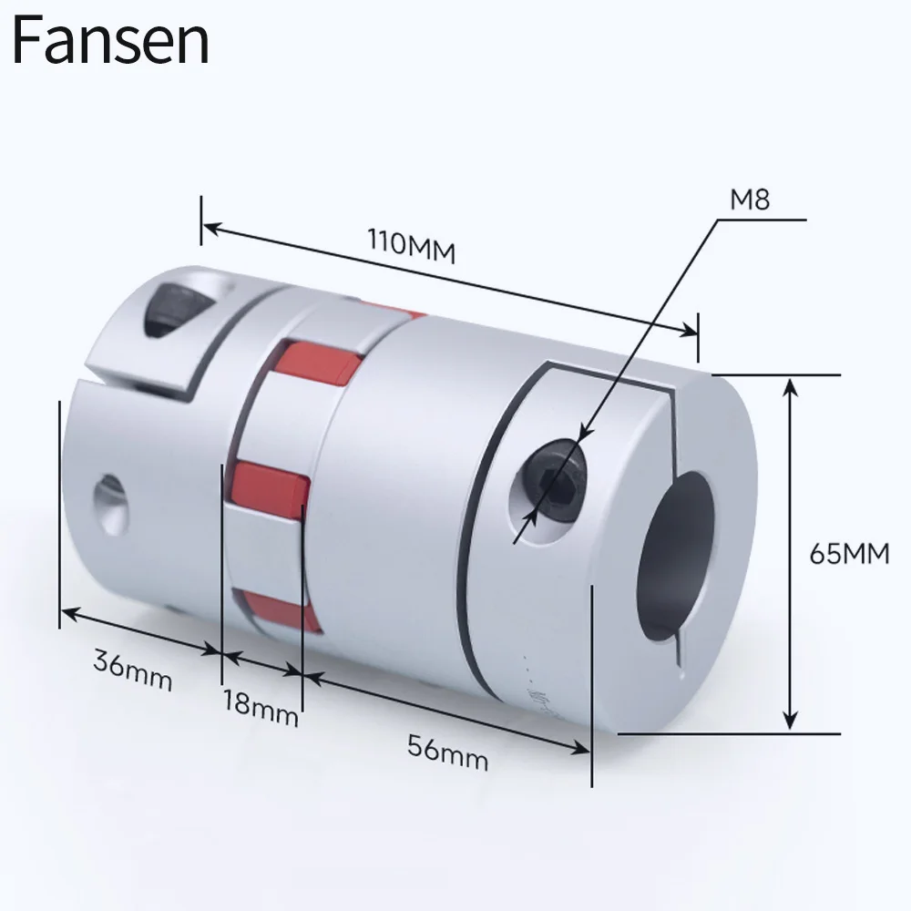 Fansen Jaw Shaft Coupler D65*110 Spider Flexible Motor Aluminium Flexible Coupling Encoder Connector16/17/19/22/25/28/30/32/38mm