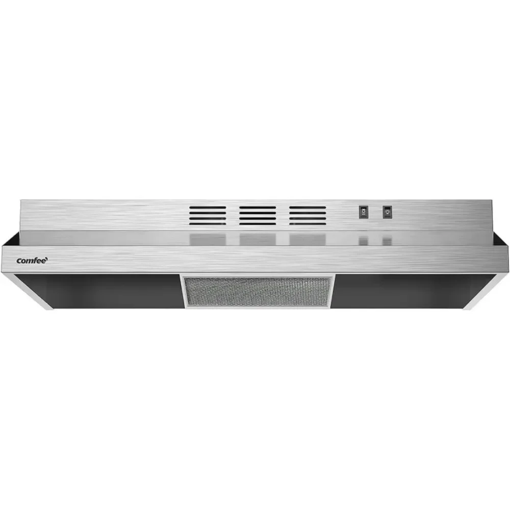 30In Range Hood, Ducted Ductless Vent Hood Durable Stainless Steel Kitchen Hood w/2 Reusable Filter, 2 Speed Exhaust Fan