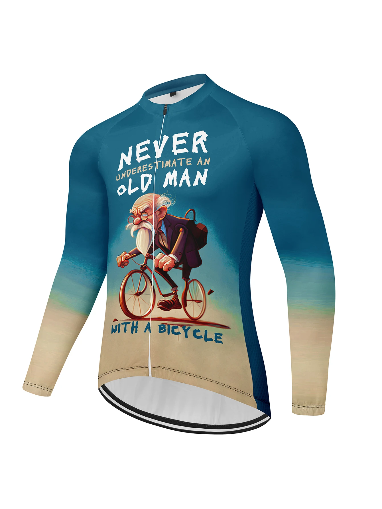 Men\'s Cycling Jersey Long Sleeve 3D-printed Old men Bike Jacket Top with 3 Rear Pockets Mountain Bike MTB Road Bike Cycling