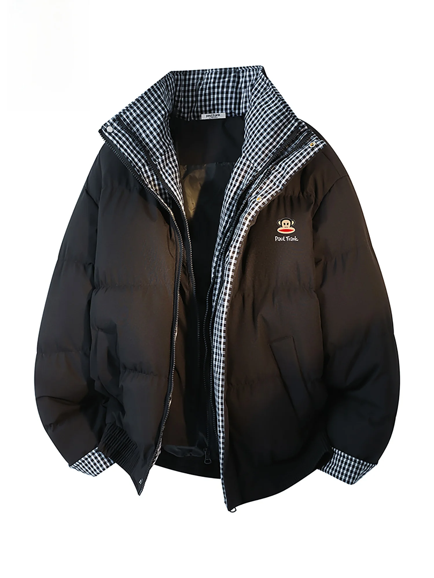 

Зимняя повседневная куртка Paul Frank в клетку из хлопка для мужчин, с воротником-стойкой, утепленная, из полиэфирного волокна, молодежная, унисекс, модель для пар