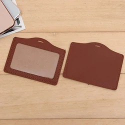 1Pc Leather PVC Badge Name Card Holder with Clear Window Business Cards Organizer Credit ID Card Badge Business Work Card Holder