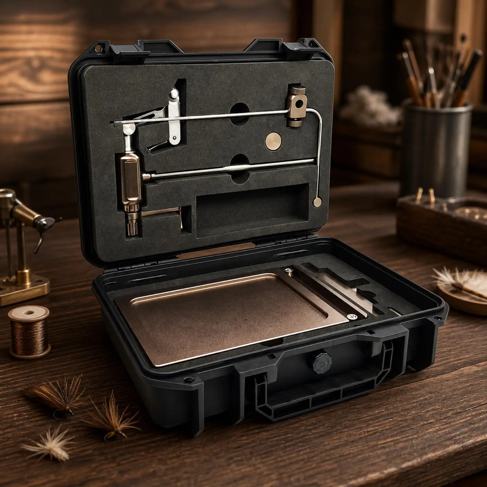 Fly Tying Vise with Weighted Base Stable Fly Tying Vise with Carrying Case Fishing Tool Adjustable Anti-Slip for Anglers