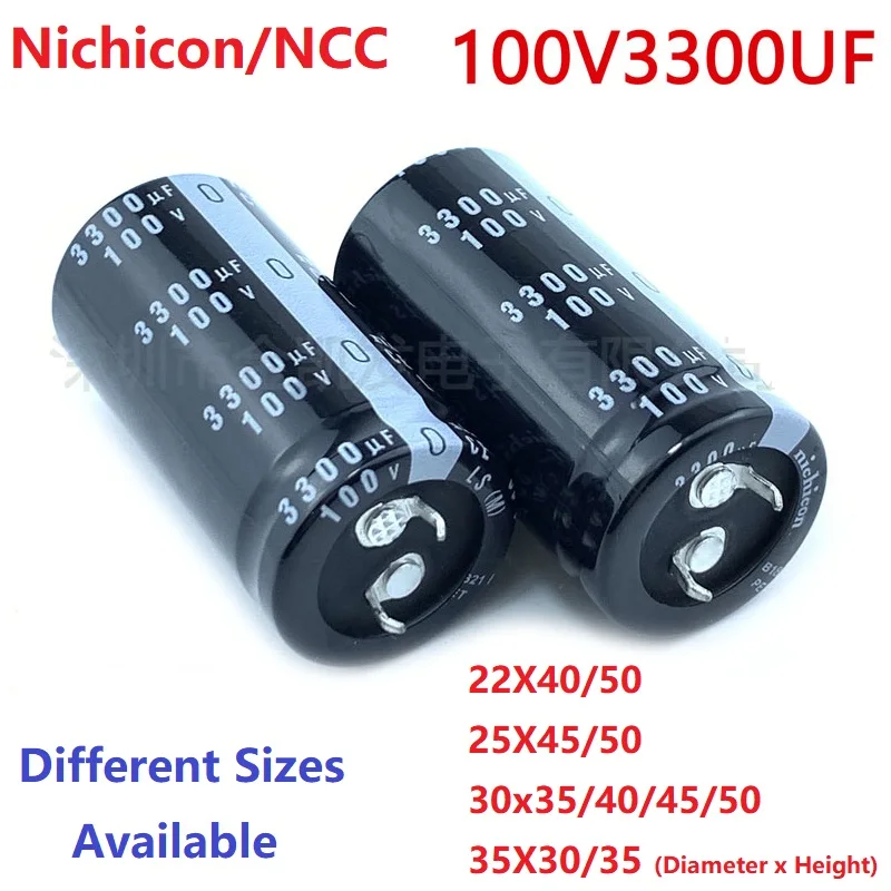 2Pcs/Lot Japan Nichicon/NCC 3300uF 100V 100V3300uF 22X40/50 25X45/50 30x35/40/45/50 35X30/35 Snap-in PSU Amplifier Capacitor