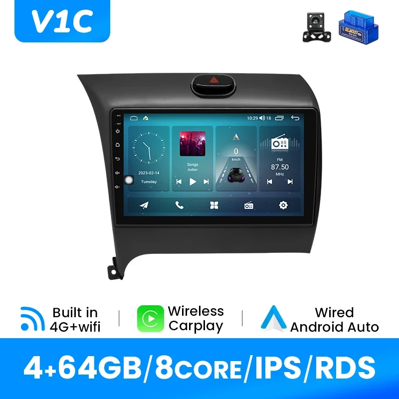 8G 128GB Draadloze Carplay Android12 Autoradio Multimidia Voor KIA Cerato K3 Forte 2013-2015 AI Spraakbesturing Video Speler GPS DSP