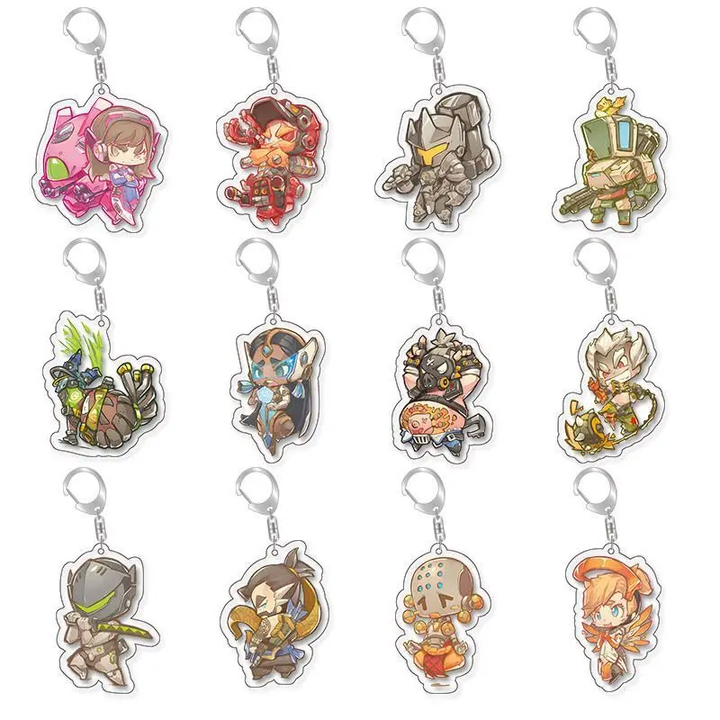 Chaveiros de jogo Overwatch com Reaper Lucio Junkrat e D.Va Personagens de cosplay Pingentes de personagens de desenhos animados e presentes para fãs
