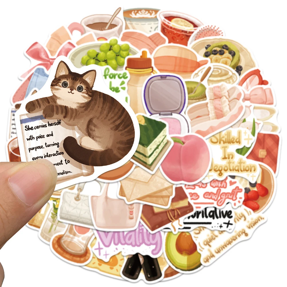 

10/30/50pcs Refined Life Cartoon Graffiti Stickers Cute Ins Style Sticker Decoration Waterproof DIY Laptop Phone Luggage Decals