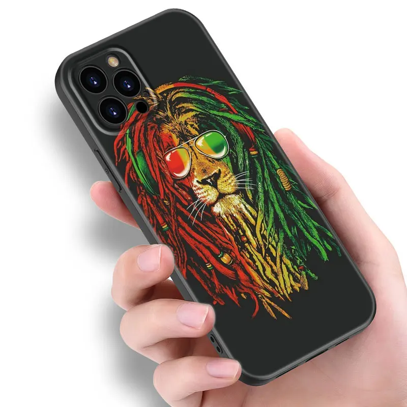 Reggae Bob Marley Phone Case For Apple iPhone 12 13 Mini 11 14 15 Pro Max 7 8 Plus X XR XS SE 2020 2022 Black Silicone Case