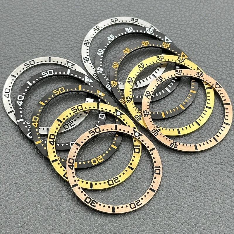 38 X 31.5 mm Stainless Steel Flat-Edge Bezel Insert SKX007 Bezel with Adhesive Strips Fit SKX/SRPD Turtle Case Replacement Ring
