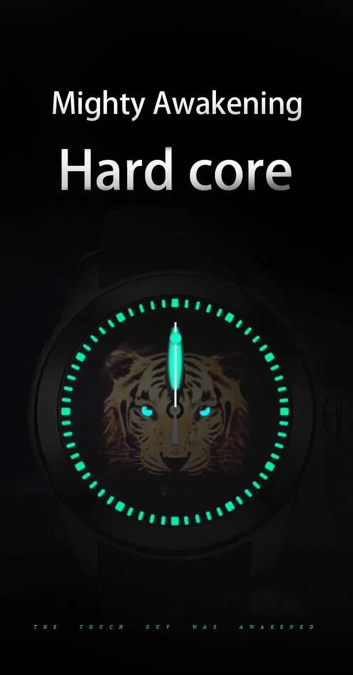 KAFYASE Men Automatic Watch 46mm Fashion Mechanical Wristwatch Luminous Bubble Mineral Mirror Rubber Strap Tiger Dial