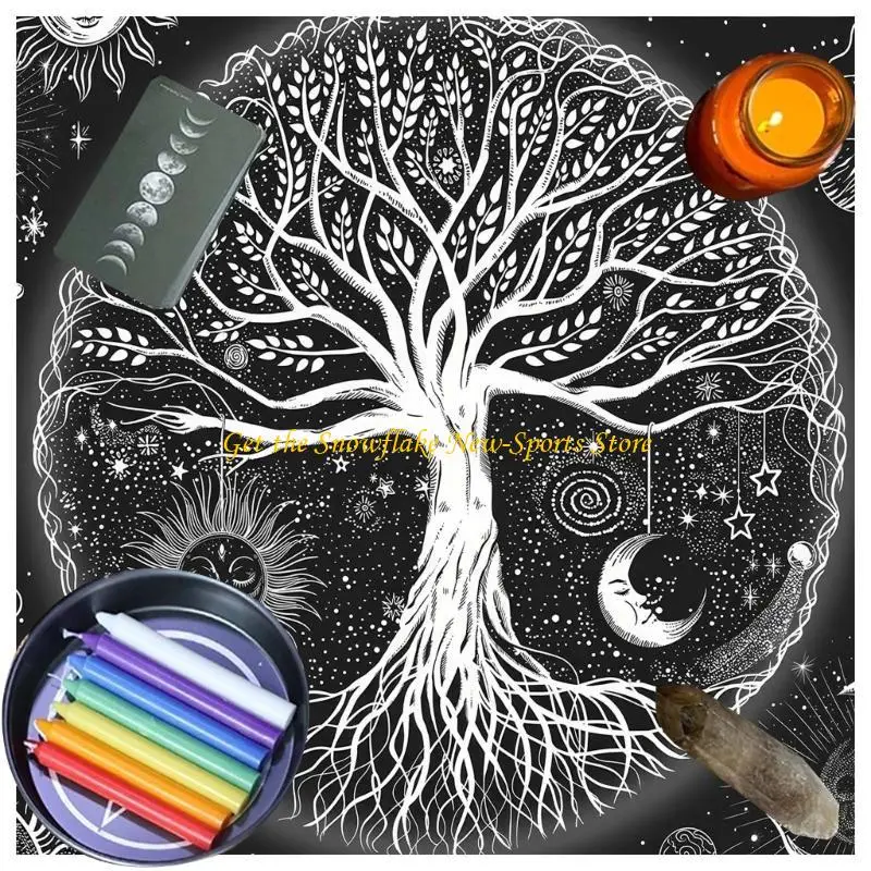 E56D Life Tree Altar Cloth Tapestry Tablecloth Ritual Spiritual Cloth for Sacred