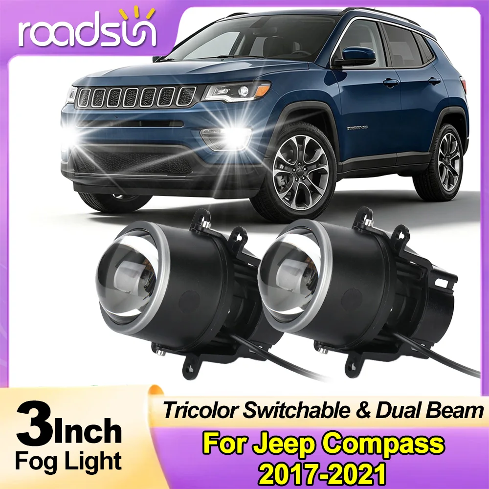 3 Inch Bi LED Projector Fog Light with Bracket Triple Color Dual Beam LED Lamp For Dongfeng Nissan Sylphy 2006-2008, 2012-2014