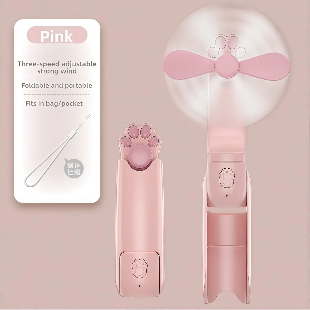 

Портативный мини-вентилятор 3-в-1 с USB-зарядкой, 3 скорости, складной, с фонариком, 1200 мАч, легкий, карманный, бесшумный, для лета и улицы