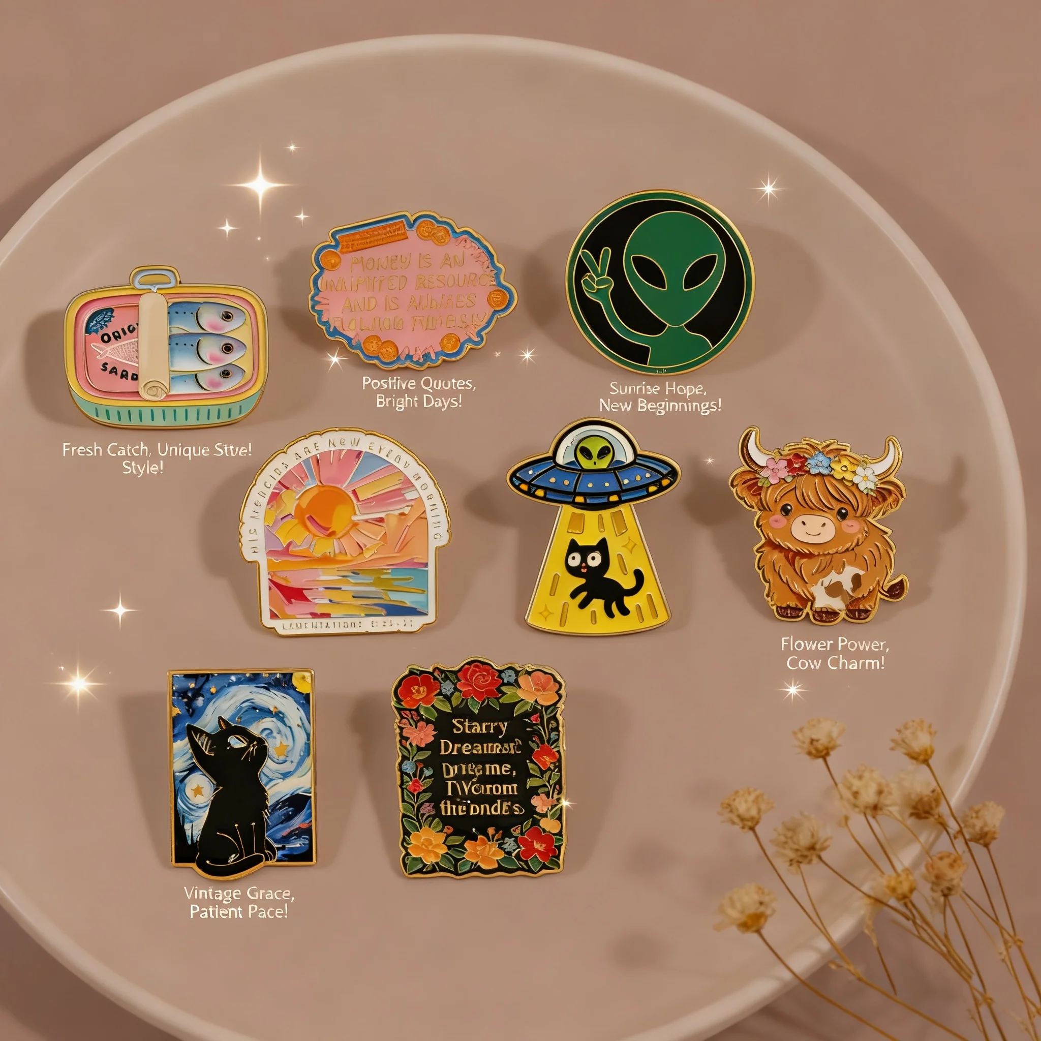 

Funny UFO Alien Cat Enamel Pin Cartoon Cow Badges Art Brooches for Backpack Hat Lapel Pins Cosplay Accessories Cool Toys Gifts