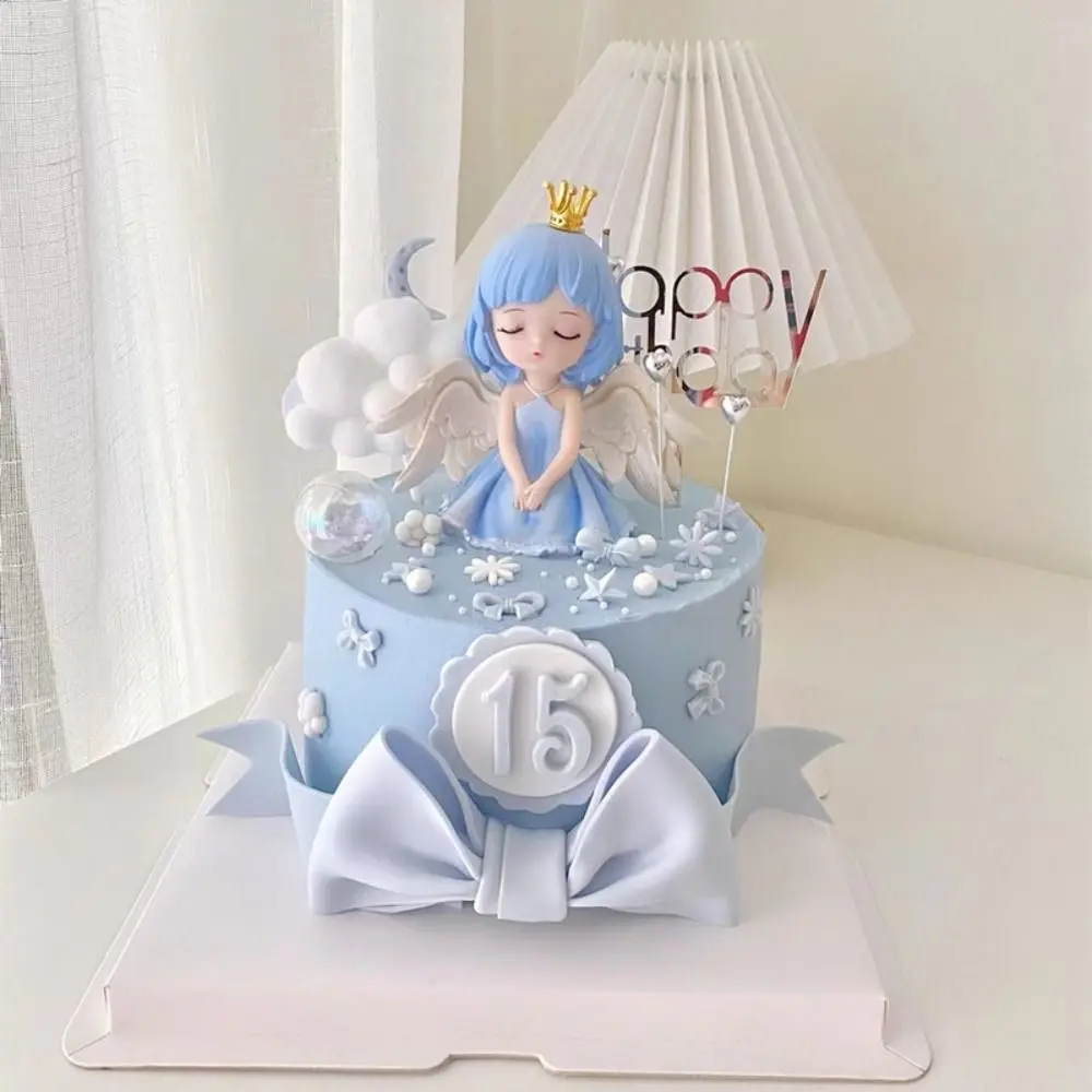 Lovely Kawaii Figure Angel Doll Action Figures DIY Cake Decorate Party Supplies For Children Cute Doll Figure Cake Topper