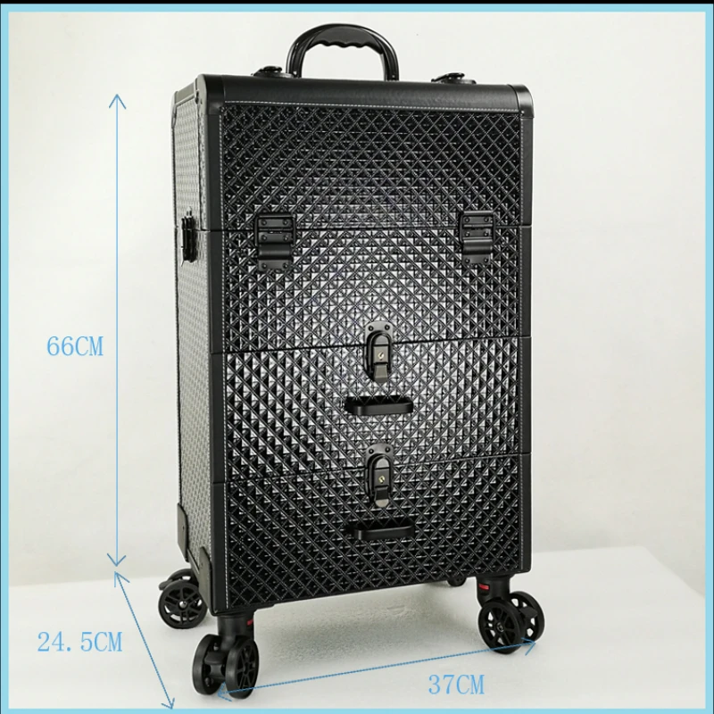 Luxury Cosmetic Box Large Capacity Suitcae Embroidery Toolbox Multilayer Professional Trolley Makeup travel rolling luggage