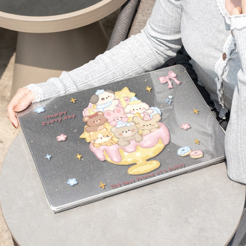 

Cute Puppy Glitter Laptop Case For MacBook Neo A3404 New Air 13 15 Pro 13 14 16 M1 M2 M3 M4 M5 Chip Protective Cover Accessories