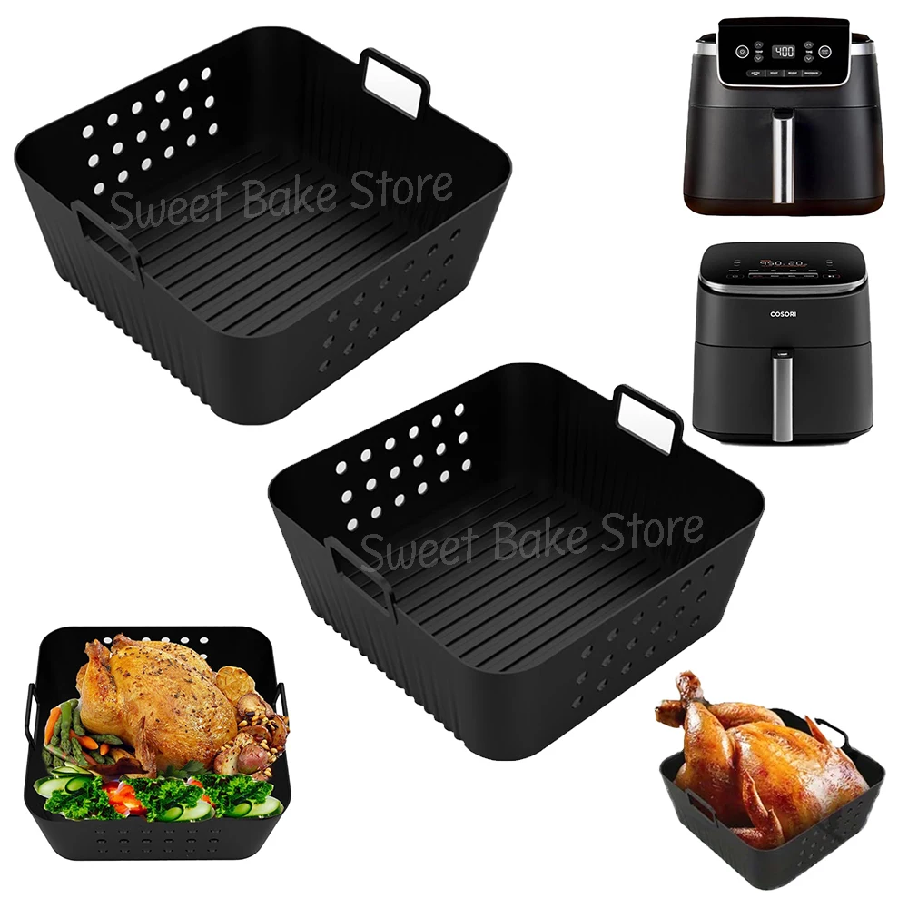 Large Square Air Fryer Silicone Liner Mould, for Ninja AF180 AF140 Air Fryer for Philips HD9270 Air Fryer Basket, Baking Mold