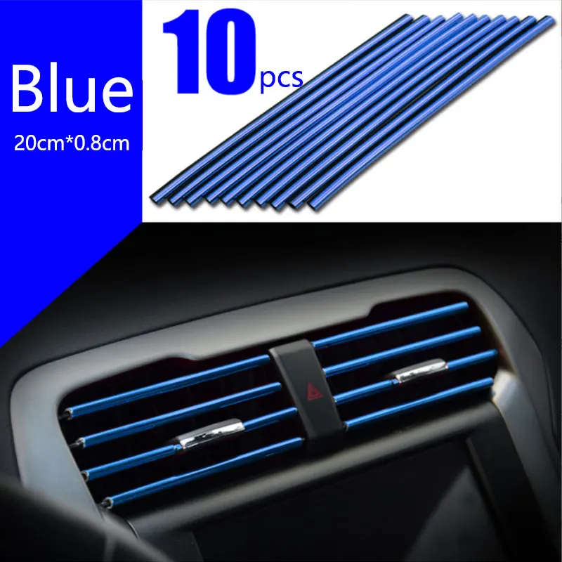 

10Pcs 20cm Universal Car Air Conditioner Outlet Decorative U Shape Moulding Trim Strips Decor Car interior Styling Accessories