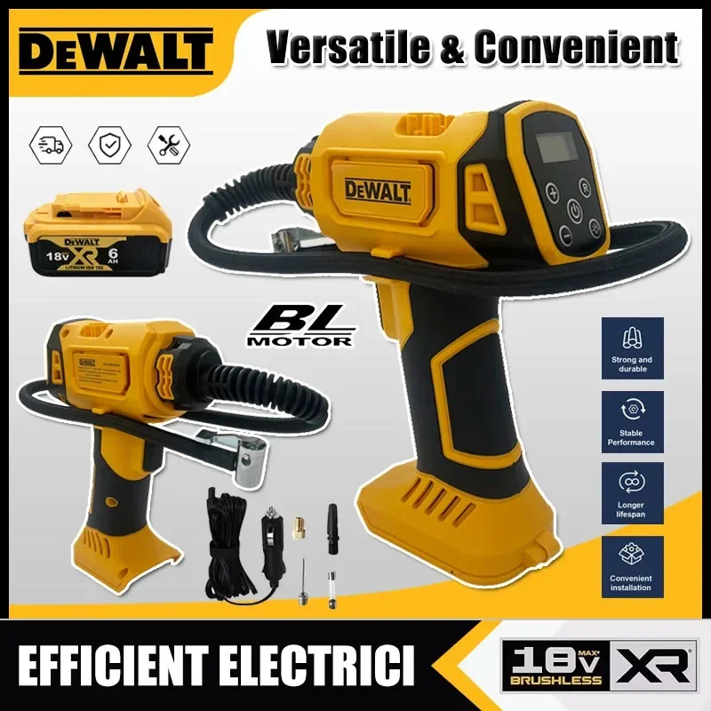 DEWALT Air Compressor Automatic Tire Inflator Cordless Electric Pump with Digital Pressure Gauge for Car Bike for 18V Battery