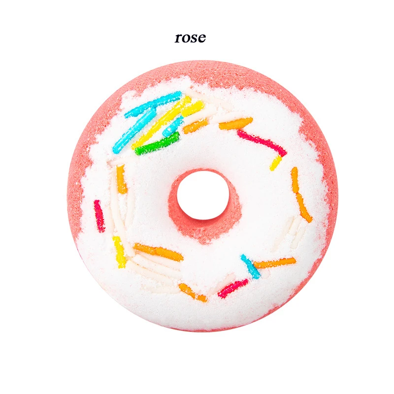 5Pcs Doughnut Shape Bath Bombs Sea Salt Essential Oil Adorable Color Donut Bath Bubble Bomb for Home Swimming Pool Shower