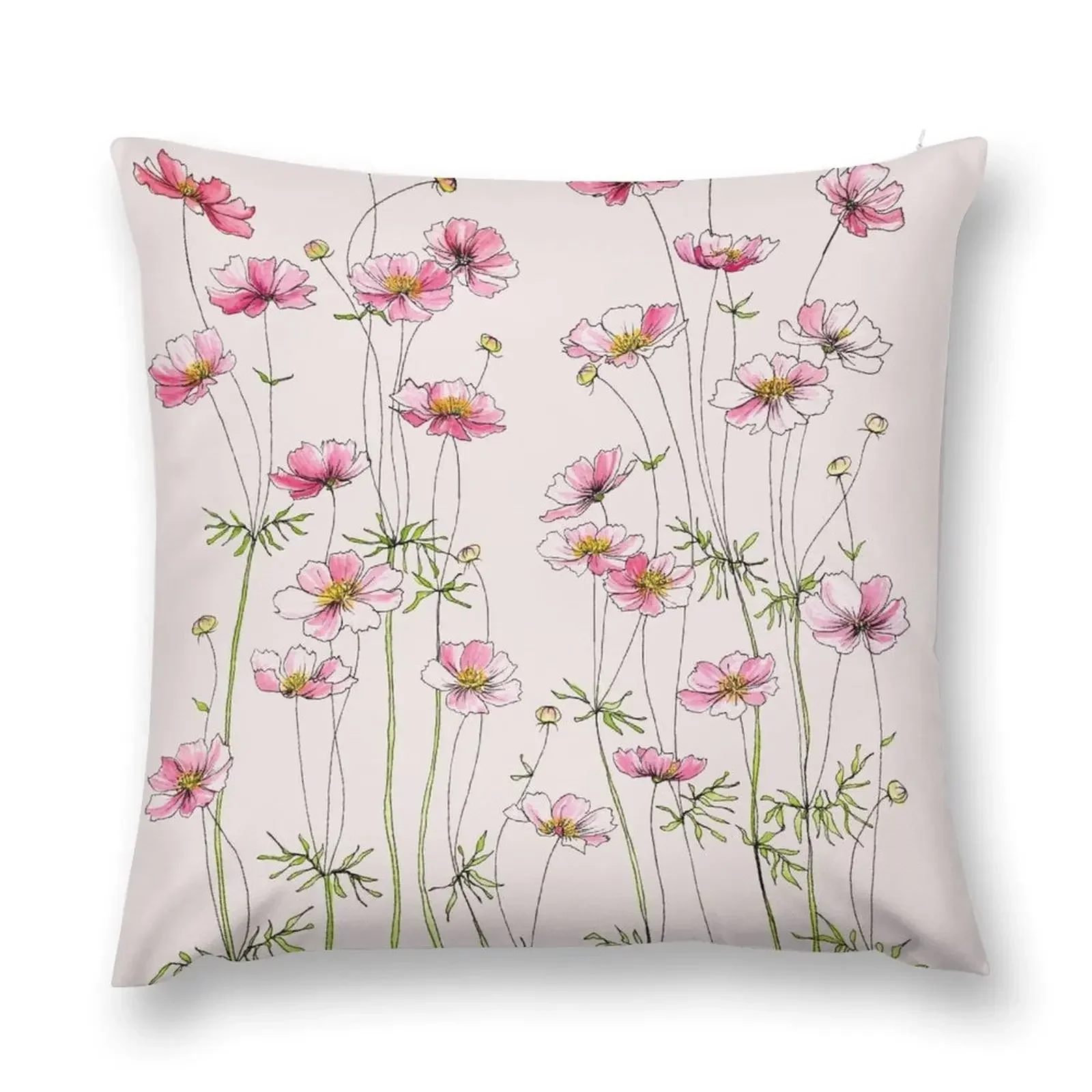 

Pink Cosmos Flowers Throw Pillow home decor items Cushions Cover christmas ornaments 2025 pillow