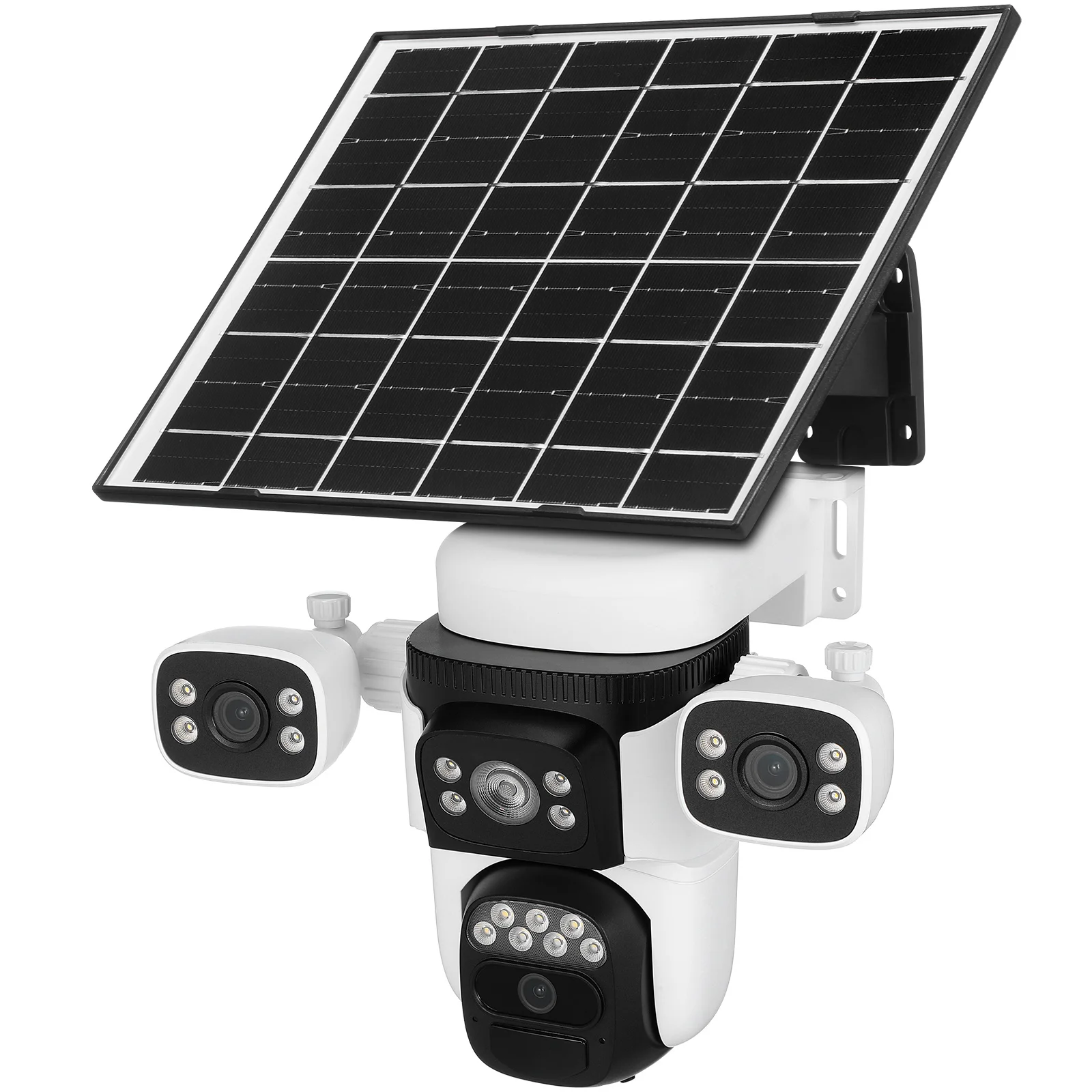 Zewnętrzna kamera bezpieczeństwa zasilana energią słoneczną WiFi Trzy obiektywy Noktowizor Czujnik PIR Bezprzewodowa Bez martwych polew Kamera solarna