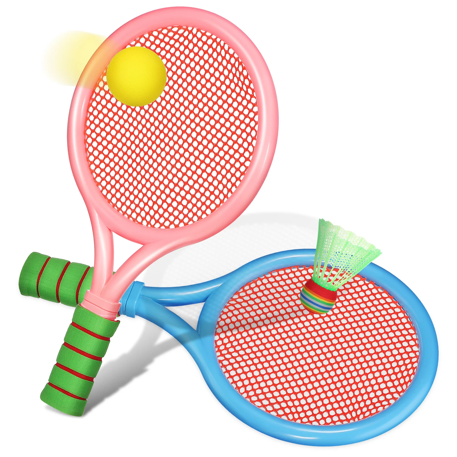 

1 set Badminton Racket Set for Kids Small Size H Tennis Rackets Shuttlecocks Soft Handle Physical Fitness Toddler