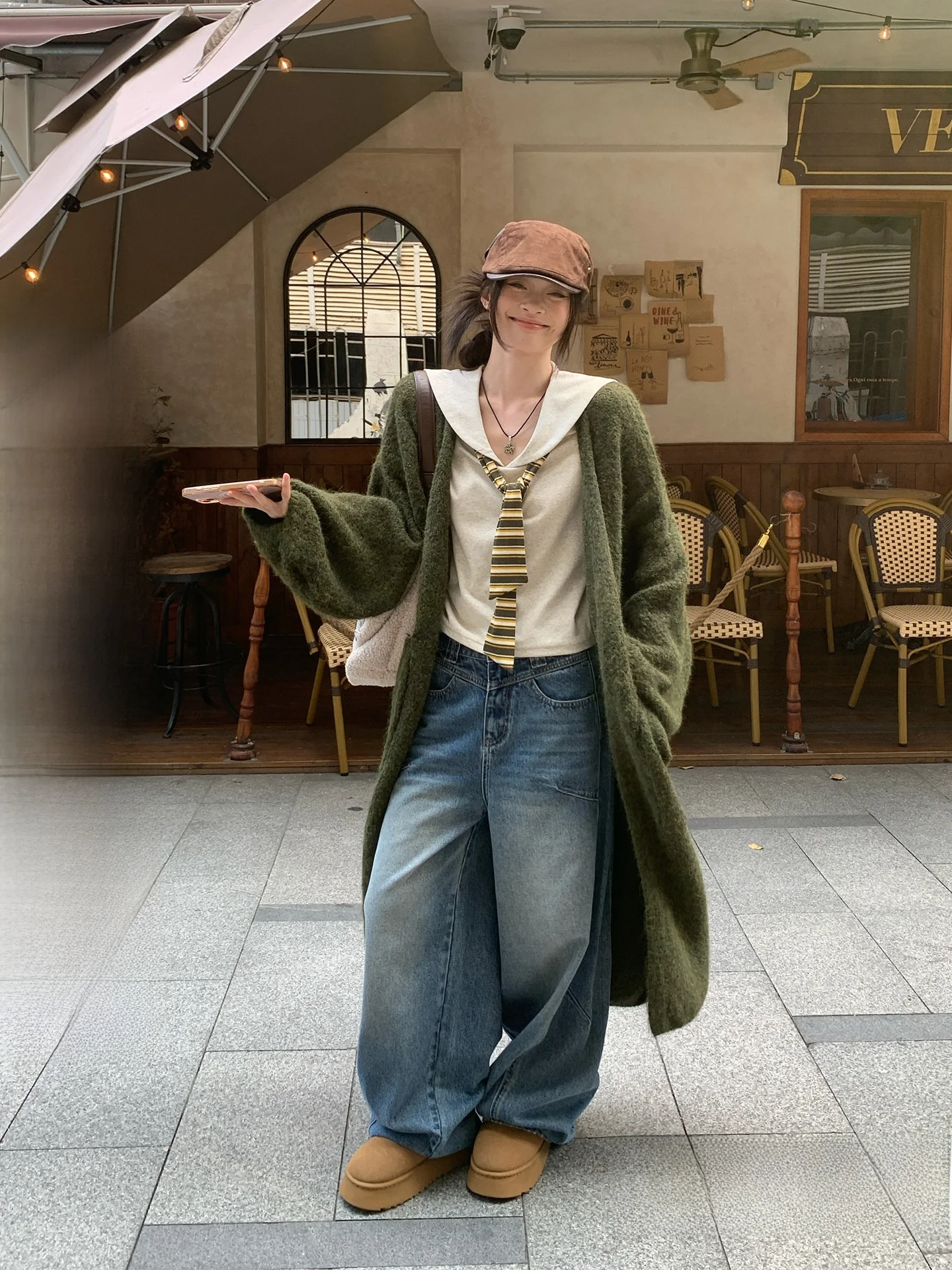 

Long een Lazy Knitted Open Cardigan Coat Women's Sle Autumn Winter New Arrival Loose Fit Soft Material Comfortable to Wear