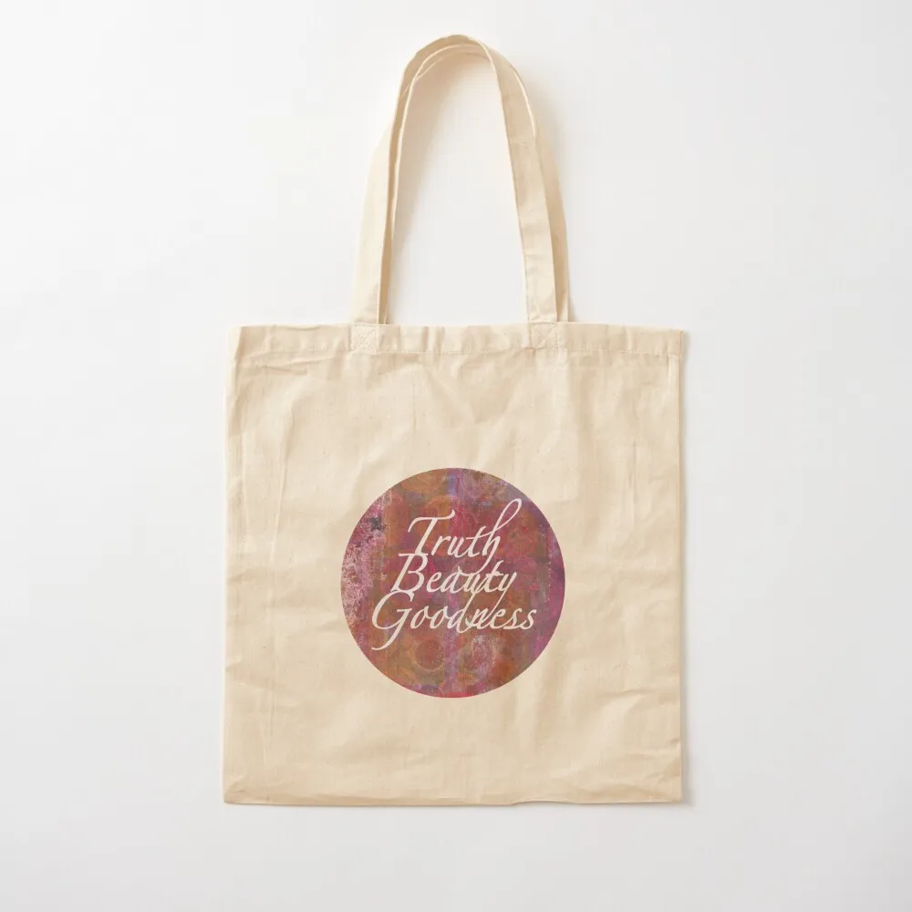 Truth, Beauty, Goodness Colorful Circle Tote Bag Customizable tote Cloth Women's Women's Canvas