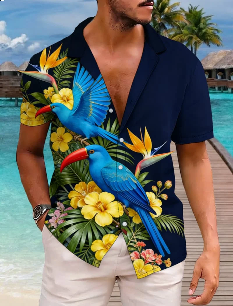 

Men's Vibrant Hawaiian Print Short Sleeve Shirt Summer Casual Fashion For Daily Wear Holiday Beach And Street Style Outfits