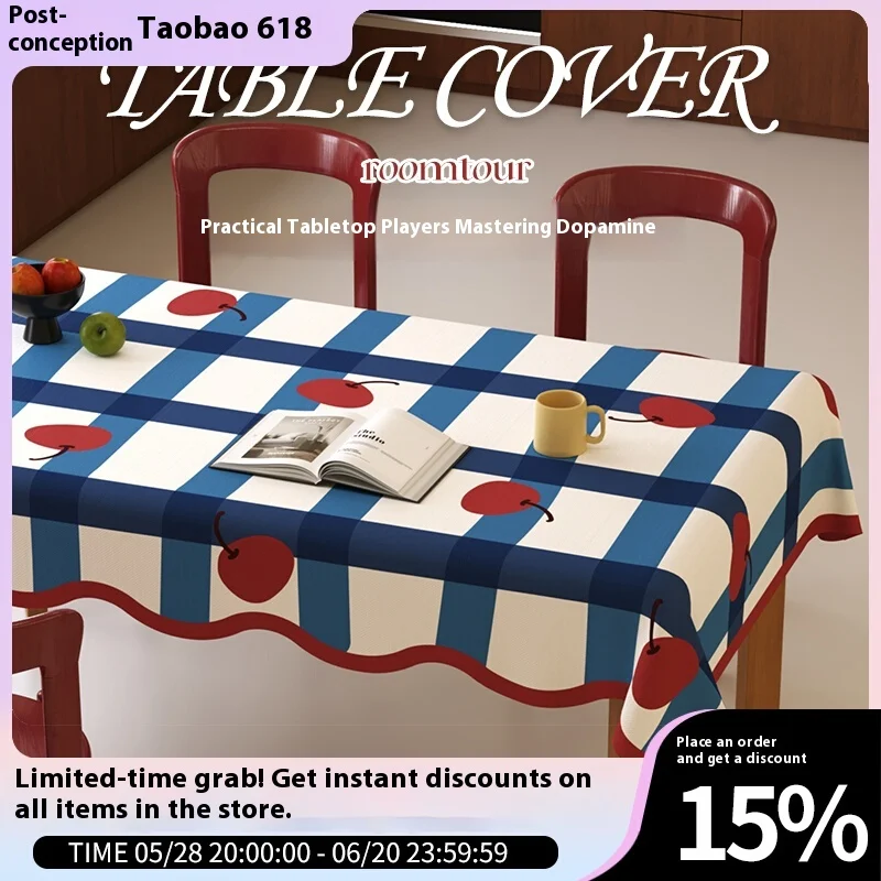 

Dopamine dining table cloth ins wind waterproof and anti-scalding leave-in table mat cartoon light luxury atmosphere fabric