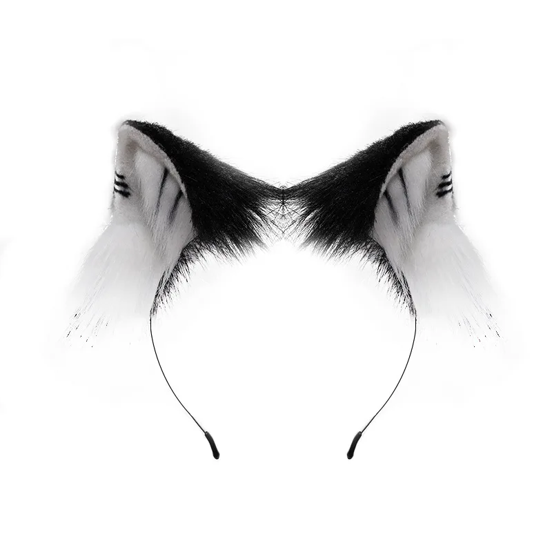 Tre fiori arancioni orecchie di gatto orecchie di animali fasce per capelli peluche fatte a mano orecchie di gatto Lolita Kc Comic Con Cat Lady Cosplay set coda di gatto