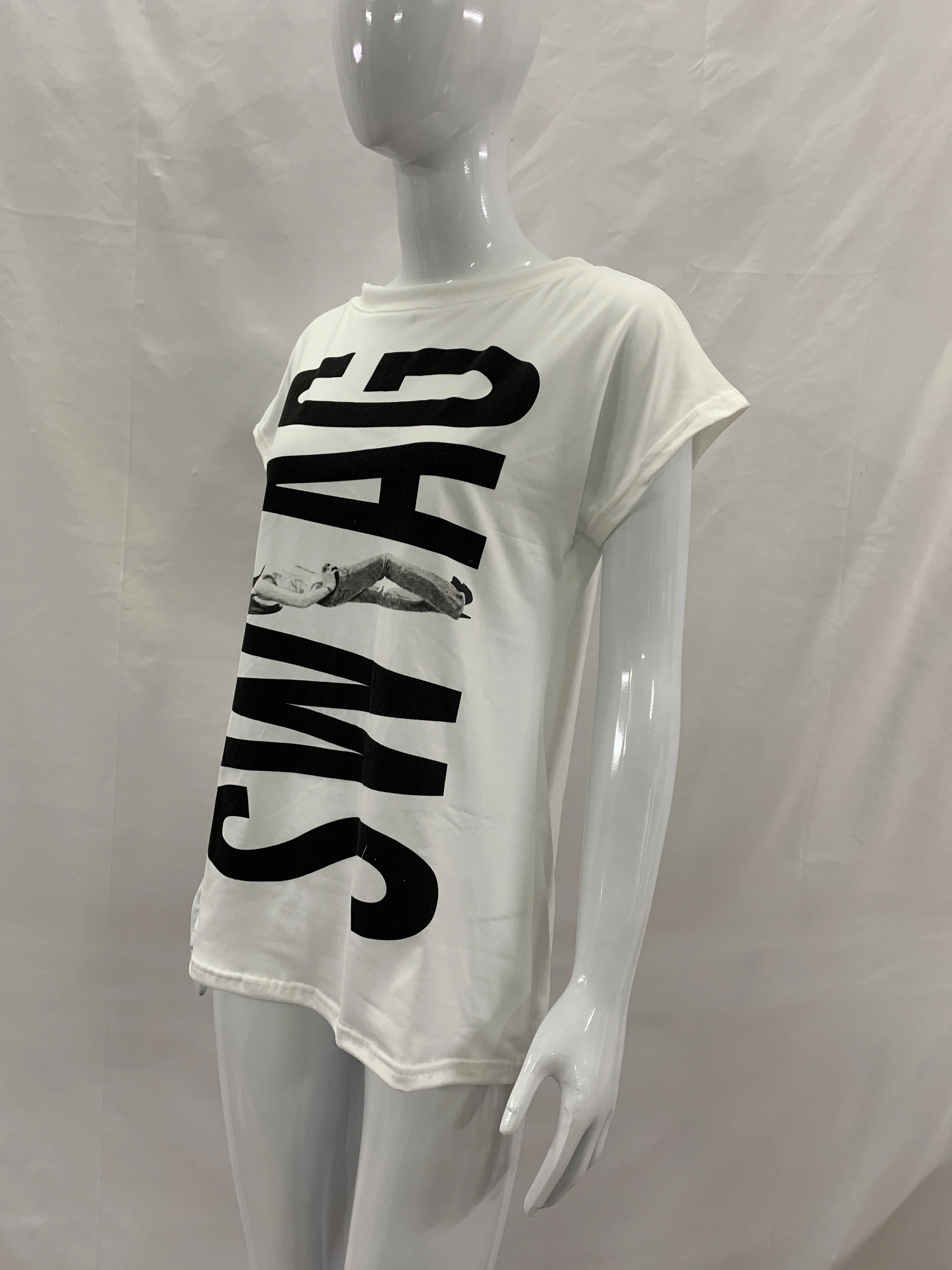 Damen Off-Shoulder Kurzarm-T-Shirt mit Retro-Print, Y2K-Grunge-Street-Dekoration und lässigem Sommermuster-T-Shirt – Detail 9