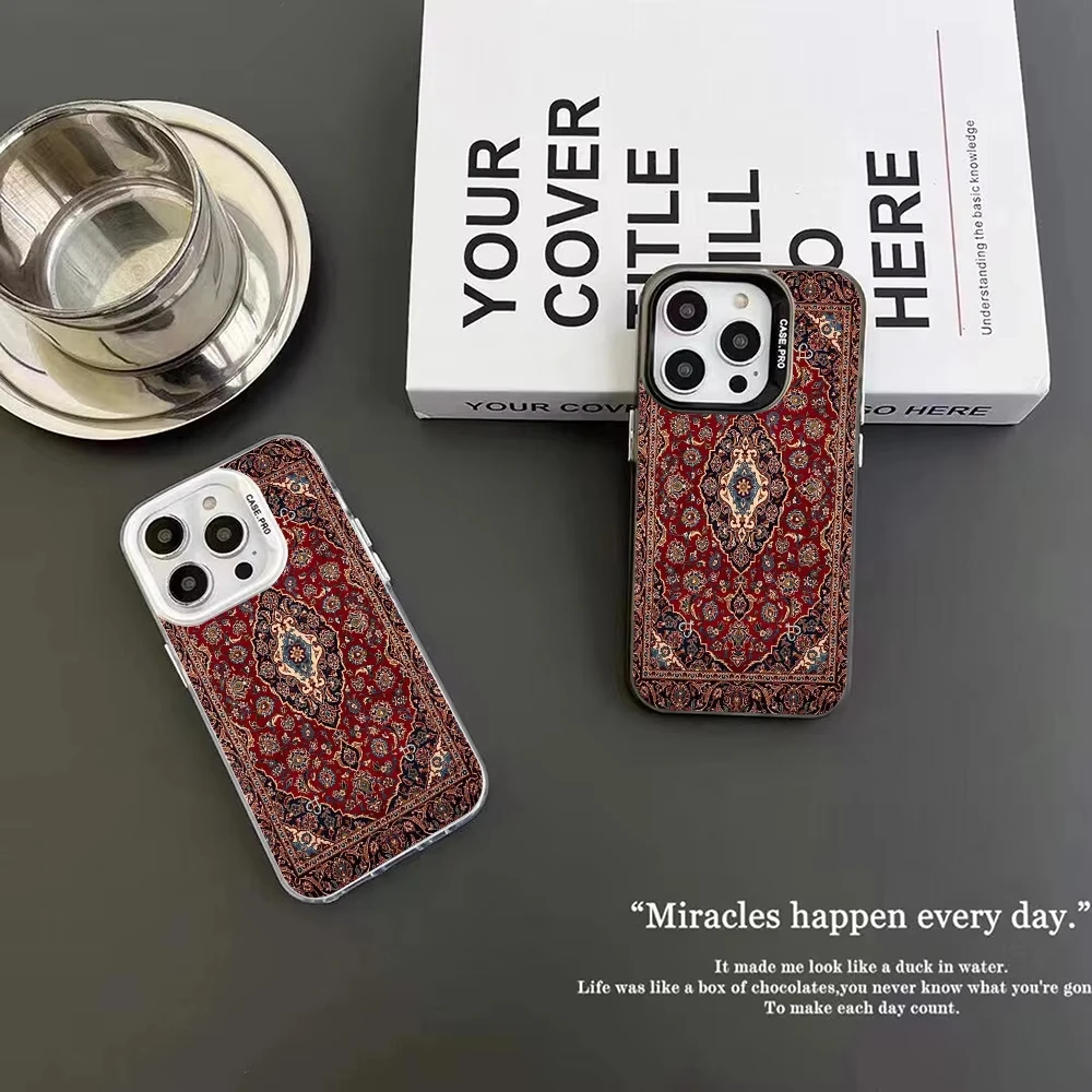Persian Carpet Floral Pattern Phone Case IMD Color Silver Shell Phone Case For IPhone 17 Pro Max 16 E15 14 13 12  Plus - náhled 2