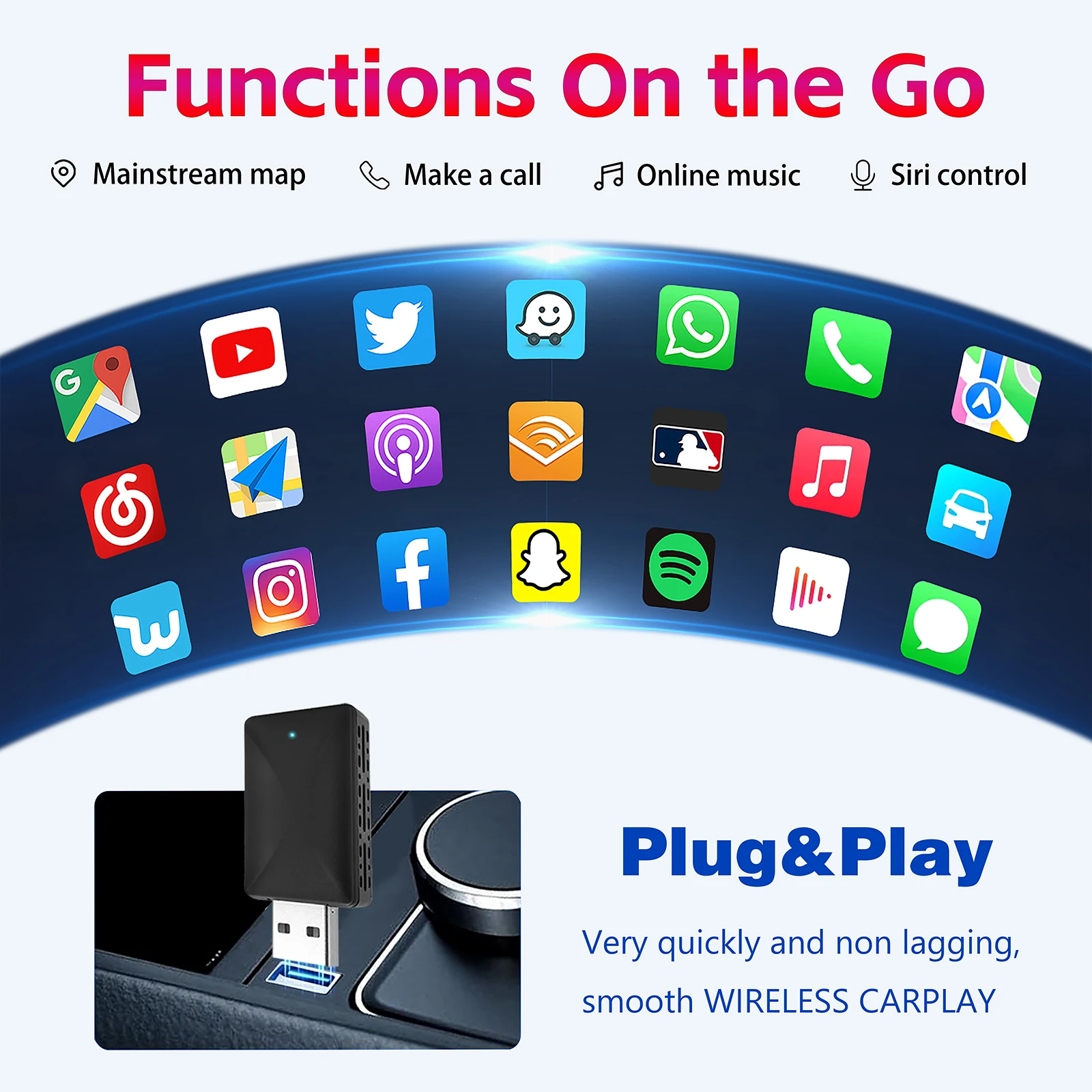 Wireless Carplay Adapter for Apple iPhone & Android Auto Wireless Adapter 2 in 1,2025's Newly Upgraded, Ultra-Compact Design image 3