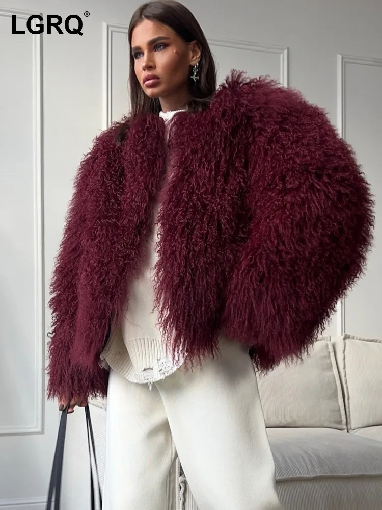 LGRQ 2024 new fashionable and elegant solid color faux fur jacket,hot sales outfits,in stocks coat WQ1021803L