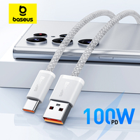 Baseus USB Type C Cable For Realme Huawei P30 Pro 100W Fast Charging Wire USB-C Charger Data Cord For Samsung Oneplus Poco F3