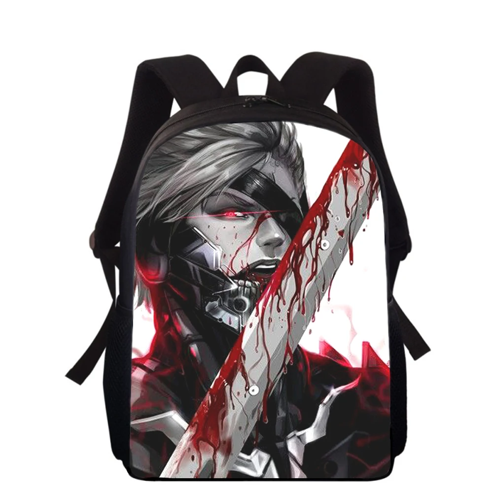 Metal Gear Rising Primary School Bags para crianças, impressão 3D, sacos para meninos e meninas, mochila, estudantes, sacos de livros, 16"