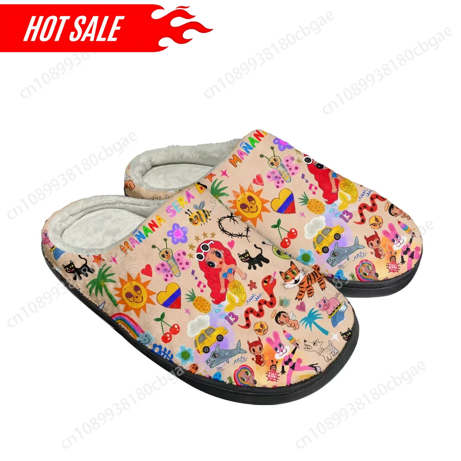 Mañanabara Bonito Karol G Home شباشب قطنية مخصصة للرجال والنساء صنادل قطيفة لغرفة النوم أحذية دافئة غير رسمية شبشب حراري